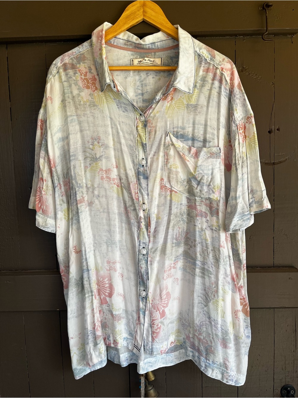 Lightweight Floral Button-Up Shirt - Pastel Multicolor